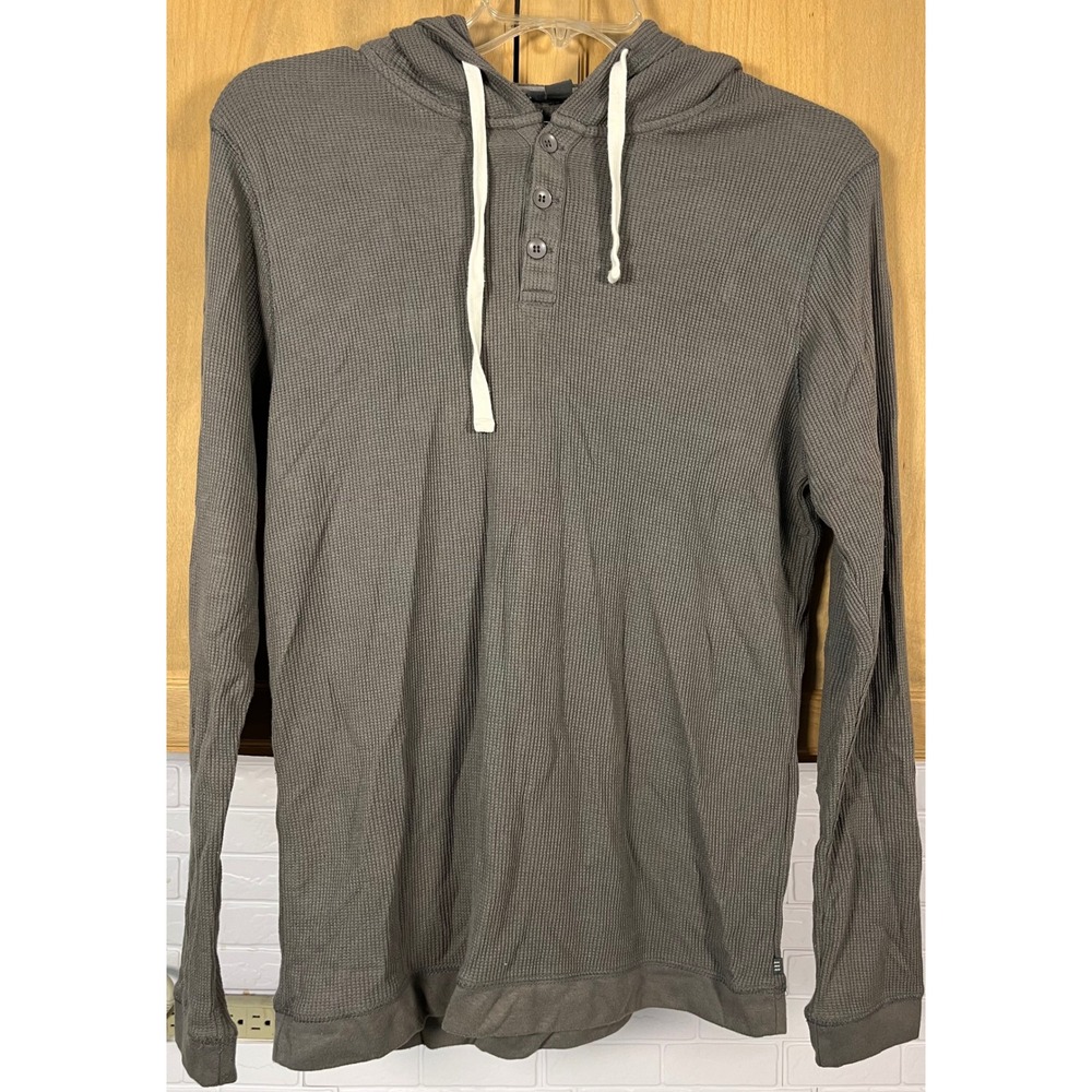 Free Fly Waffle Hoodie Mens Size M Gray Bamboo Viscose Henley Thermal Top